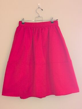 Bright Red A-Line Midi Skirt